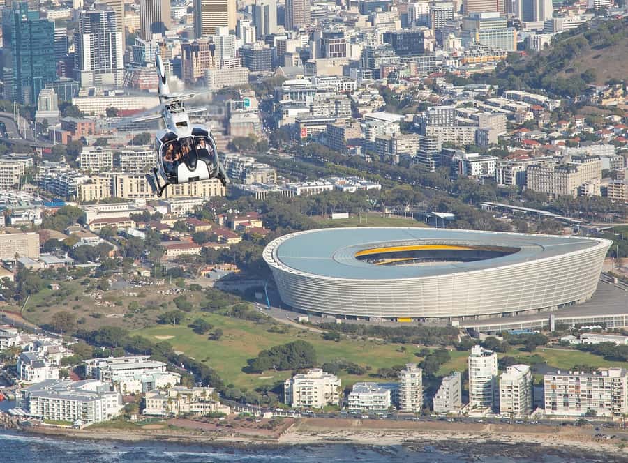 Cape Town: 20-Minute Helicopter Flight and Free Harbour Tour - Cape Town Stadium and the city below