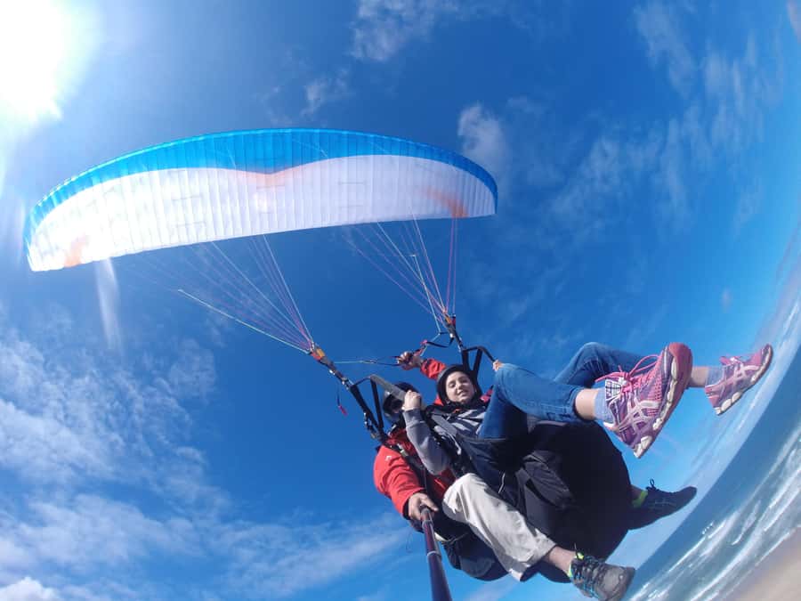 Sedgefield: Standard Tandem Paragliding Flight - Before takeoff at the Dolphin Paragliding Tent