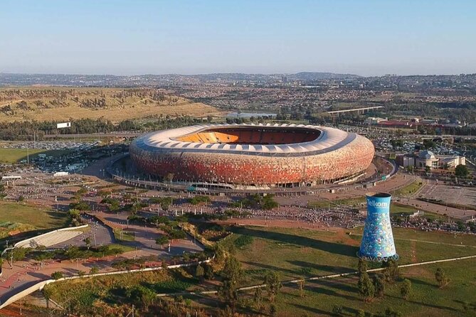 Soweto & Apartheid Museum - FNB Stadium and Orlando Towers set the scene