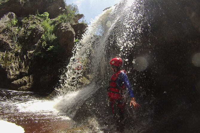 Standard Canyoning Trip in The Crags, South Africa - The first cliff jump or guided rappel