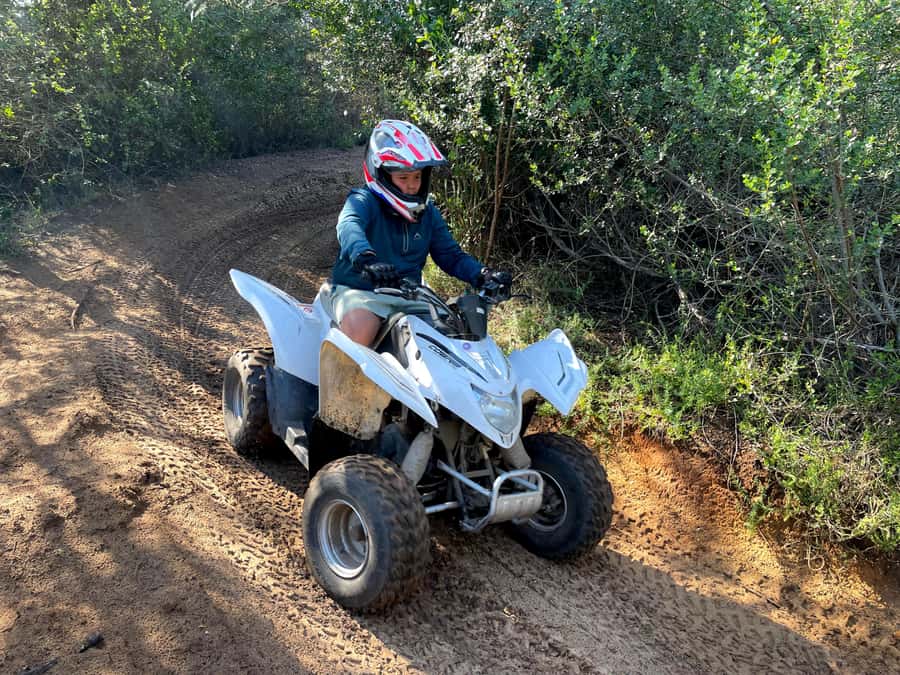 WILDERNESS GARDEN ROUTE QUAD BIKE FUN RIDE - Working through the trees and bushes